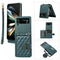 thumbnail image 1 of for Samsung Galaxy Z Flip 4 Detachable Shoulder Strap Wallet Case, with Card Slots & 360-degree Rotation Stand Ring Flip Premium PU Leather Protective Cover Lanyard for Women Girls, Darkgreen, 1 of 11