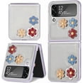 thumbnail image 1 of for Samsung Galaxy Z Flip 4 Flower Cute Case, Applique Design Slim Thin PU Leather & Crystal Hard PC Shockproof Protective Phone Cover Case for Samsung Z Flip 4 LTH Grey, 1 of 14