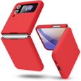 thumbnail image 1 of for Samsung Galaxy Z Flip 4 Phone Case Liquid Silicone Grip, Cute Thin Slim Soft Rubber TPU Plain Smooth Gel Cover for Women Girl Aesthetic Design, Matte Solid Protective & Shockproof, Red, 1 of 13