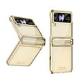 thumbnail image 1 of for Samsung Galaxy Z Flip 4 Transparent Case, Electroplated Transparent Plating PC Crystal Clear Phone Case for Samsung Galaxy Z Flip 4, Slim Case with Hinge Protection, Gold, 1 of 7