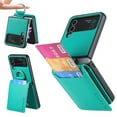 thumbnail image 1 of for Samsung Galaxy Z Flip 4 Wallet Case with Card Holder Kickstand & Ring, Premium PU Leather Shockproof Protective Pocket with Magnetic Clasp Flip Case for Samsung Galaxy Z Flip 4, Green, 1 of 16