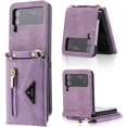 thumbnail image 1 of for Samsung Galaxy Z Flip 4 Wallet Case, Cute Luxury Business Leather Card Slot Card Package Phone Case with Lanyard Hard PC Bumper Anti-Fall Protector for Galaxy Z Flip 4 5G 2022 Women, 1 of 7