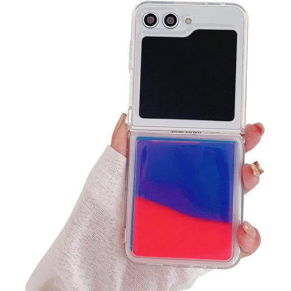 for Samsung Galaxy Z Flip 5 2023 Case,Fluorescence Case for Z Flip 5 Glow in The Darkness Liquid Quicksand Luminous Fun Soft TPU Clear Ultra Thin Protector for Galaxy Z Flip 5 5G Rose Red
