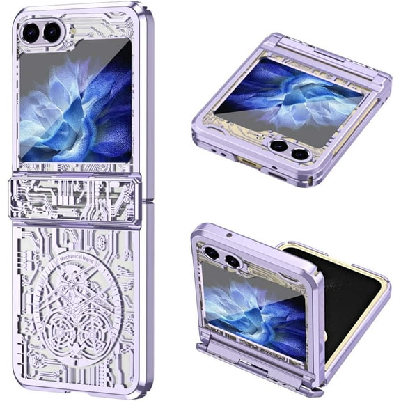 for Samsung Galaxy Z Flip 5 2023 Case,Slim Thin Lightweight Hard PC Non-Slip Electroplated Shockproof Protective Fashion Phone Case with Hinge Protection for Samsung Z Flip5 (Purple)
