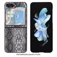 thumbnail image 1 of for Samsung Galaxy Z Flip 5 5G Case, Galaxy Z Flip 5 Leather Case, PU Leather + Hard PC Shell Ultra Thin Slim Durable Protective Phone Case Cover for Samsung Galaxy Z Flip5 5G 2023, Snakeskin Pattern, 1 of 8