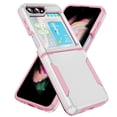 thumbnail image 1 of for Samsung Galaxy Z Flip 5 5G Case, Phone Case Heavy Duty 2 in 1 Full Body Rugged Shockproof Hybrid Hard PC Soft TPU Bumper Drop Protective Girls Women Boy Men Covers for Z Flip 5 5G, White+Pink, 1 of 8