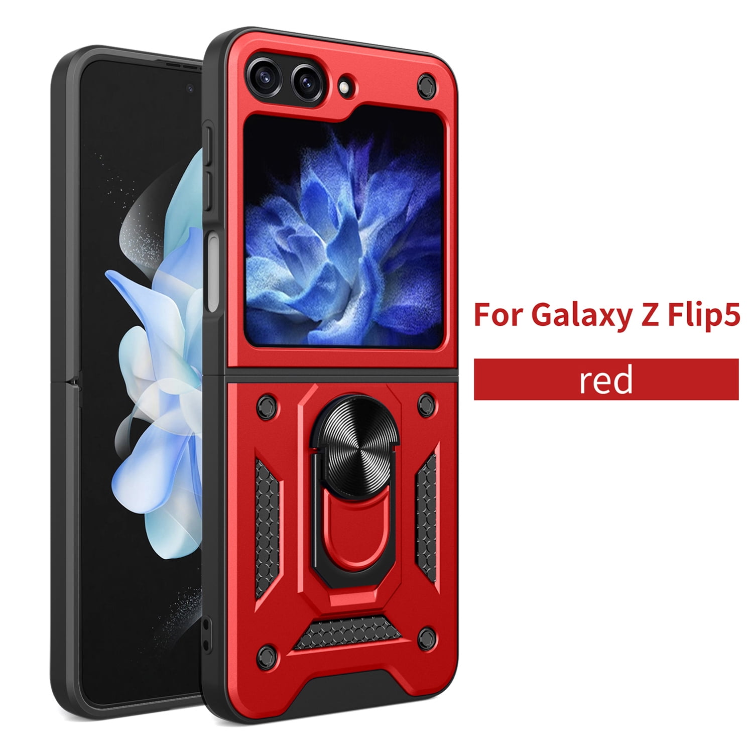 Rubber Pc Case for Samsung Galaxy Z Flip 5 5G Case, with Ring Kickstand and Camera ...