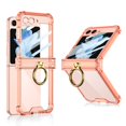 thumbnail image 1 of for Samsung Galaxy Z Flip 5 5G Clear Case with Hinge Protection & Finger Ring Holder, Integrated Small Screen Protector, TPU Soft Frame Drop Protection Phone Case Cover for Z Flip 5, Pink, 1 of 6
