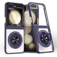 thumbnail image 1 of for Samsung Galaxy Z Flip 5 5G Clear Case with Stand, 360° Rotatable Invisible Ring for Magnetic Car Mount,[Compatible with MagSafe] Rugged Drop MagSafe Case Non-Yellowing for Z Flip 5 5G,Purple, 1 of 7