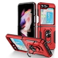 thumbnail image 1 of for Samsung Galaxy Z Flip 5 Armor Case with Camera Lens Slide Protection [Military Grade Drop Tested] for Magnetic Car Mount Ring Holder Kickstand Protective Heavy Duty Phone Case,Red+Black, 1 of 9