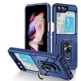 thumbnail image 1 of for Samsung Galaxy Z Flip 5 Armor Case with Camera Lens Slide Protection [Military Grade Drop Tested] for Magnetic Car Mount Ring Holder Kickstand Protective Heavy Duty Phone Case,Blue, 1 of 9