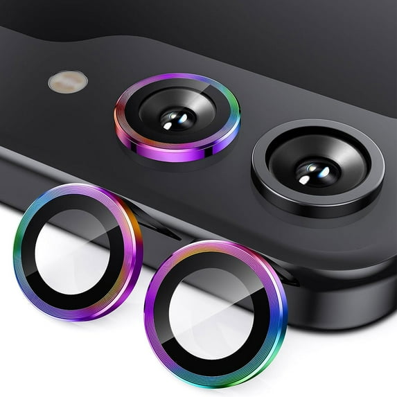 for Samsung Galaxy Z Flip 5 Camera Lens Protector, 9H Tempered Glass Camera Cover Screen Protector Metal Individual Ring for Samsung Galaxy Z Flip 5 5G 6.7 inch, Multicolour
