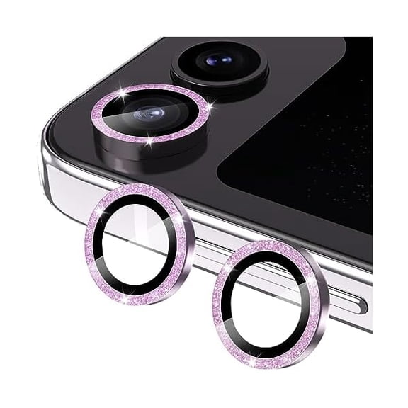 for Samsung Galaxy Z Flip 5 Camera Lens Protector, Individual Anti Scratch Metal Ring Tempered Glass Bling Glitter Camera Screen Protector for Galaxy Z Flip 5 Accessories, Glitter Lavender