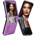 thumbnail image 1 of for Samsung Galaxy Z Flip 5 Case with Card Holder for Women, Bling Glitter Premium Leather Wallet Phone Case Protective Cover for Samsung Galaxy Z Flip5 5G XKK Purple, 1 of 17