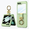 thumbnail image 1 of for Samsung Galaxy Z Flip 5 Case with Finger Ring, Soft PU Leather + Hard PC Shell Durable Anti-Scratch Shockproof Protective Kickstand Slim Phone Case Cover with Screen Protector, Green, 1 of 8