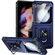 for Samsung Galaxy Z Flip 5 Case with Hinge Protection & Back Screen Protector and 360 Rotate Ring Magnetic Kickstand, Samsung Z Flip 5 Phone Case for Samsung Galaxy Z Flip 5 5G Z_Rose
