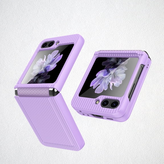 for Samsung Galaxy Z Flip 5 Case with Hinge Protection, [Built-in Glass Screen Protector] Hard PC Ultra-Thin Anti-Scratch Shockproof Protective Case for Samsung Galaxy Z Flip 5 5G, Purple