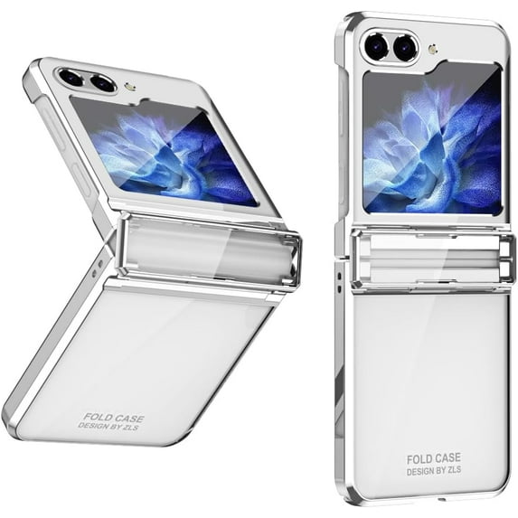 for Samsung Galaxy Z Flip 5 Case with Hinge Protection Electroplating Design Lightweight Shockproof Protective Phone Case for Samsung Galaxy Z Flip 5 2023 Silver