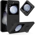 thumbnail image 1 of for Samsung Galaxy Z Flip 5 Case Liquid Silicone Soft Gel Rubber Slim Cover with Ring Kickstand Full Body Shockproof Protective Phone Case for Samsung Z Flip 5 5G 6.7", Black, 1 of 17