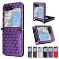 thumbnail image 1 of for Samsung Galaxy Z Flip 5 Case Luxury PU Leather Diamond Patterned Wallet Cover, Protective Phone Case Card Slots Pocket Comprehensive Protection Case for Samsung Galaxy Z Flip 5,Purple, 1 of 13