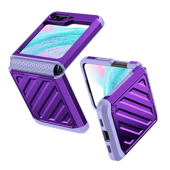 for Samsung Galaxy Z Flip 5 Case: Military Grade Protection Shockproof Cell Phone Hard PC + TPU Rubber Cover Protective Rugged Drop Proof Anti Scratch Armor Case For Samsung Galaxy Z Flip5, Purple