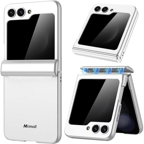 for Samsung Galaxy Z Flip 5 Case with Privacy Screen Protector, Flip 5 case with Hinge Protection Hinge Protection All-Inclusive Protective Case for Galaxy Z Flip 5 5G(Silver)