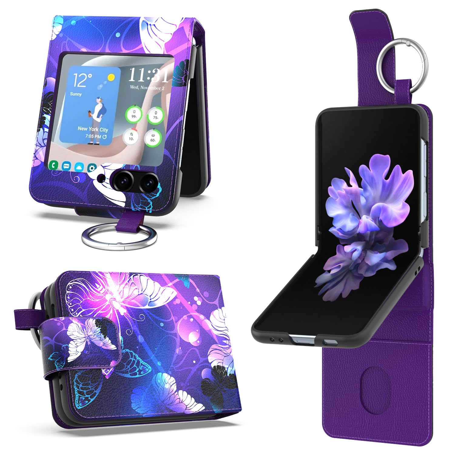 for Samsung Galaxy Z Flip 5 Case with Ring,Samsung Z Flip 5 Wallet Case