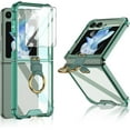 thumbnail image 1 of for Samsung Galaxy Z Flip 5 Case with Ring Stand, 1 Front Screen Protector, Crystal Clear Slim Fit, Soft TPU Bumper Shockproof Protective Phone Case for Women Girls Boys(Clear Green), 1 of 14