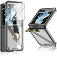 thumbnail image 1 of for Samsung Galaxy Z Flip 5 Case with Ring Stand, 1 Front Screen Protector, Crystal Clear Slim Fit, Soft TPU Bumper Shockproof Protective Phone Case for Women Girls Boys(Clear Black), 1 of 7