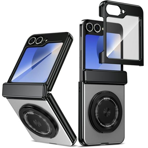 For Samsung Galaxy Z Flip 5 Case with Screen Protector, Ring Holder Kickstand Shockproof Rugged Full Body Protective Anti-Scratch Phone Case for Samsung Galaxy Z Flip 5, Gray