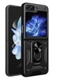 thumbnail image 1 of For Samsung Galaxy Z Flip 5 Case with Sliding Camera Lens Cover and Ring Kickstand Heavy Duty Military Grade Rugged Protection Shockproof Back Phone Cover for Samsung Galaxy Z Flip 5, Black, 1 of 11