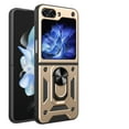 thumbnail image 1 of For Samsung Galaxy Z Flip 5 Case with Sliding Camera Lens Cover and Ring Kickstand Heavy Duty Military Grade Rugged Protection Shockproof Back Phone Cover for Samsung Galaxy Z Flip 5, Gold, 1 of 11