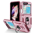 thumbnail image 1 of for Samsung Galaxy Z Flip 5 Case, Slim Fit Military Grade Drop Tested Dual Layer Shockproof Case with 360 Ring Holder Kickstand Protective Rugged Car Magnetic Non-Slip Phone Case,Pink+Rose, 1 of 8