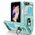 thumbnail image 1 of for Samsung Galaxy Z Flip 5 Case, Slim Fit Military Grade Drop Tested Dual Layer Shockproof Case with 360 Ring Holder Kickstand Protective Rugged Car Magnetic Non-Slip Phone Case,Green, 1 of 9