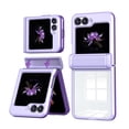 thumbnail image 1 of for Samsung Galaxy Z Flip 5 Case, Stylish Slim Crystal Clear PC Back + TPU Silicone Case Anti-fingerprint Shockproof Phone Cases for Samsung Galaxy Z Flip 5 5G, Purple, 1 of 5