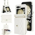 thumbnail image 1 of for Samsung Galaxy Z Flip 5 Case, Wallet Phone Case Cute Leather Case with Card Holder Crossbody Cover for Women Girls Strap Wristlet RFID Blocking Shockproof Protective Cover, White, 1 of 14