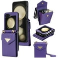 thumbnail image 1 of for Samsung Galaxy Z Flip 5 Case Wallet with Wrist Crossbody Strap Card Holder Kickstand, Z Flip 5 Phone Case Shoulder Lanyard,Anti-Drop,Leather Magnetic Closure Pocket Shockproof Case,Darkpurple, 1 of 9