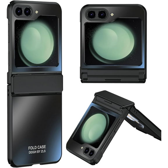 Samsung Galaxy Z Flip 5 Case with Hinge Protection, One Piece Design Z Flip 5 Case Slim Hard PC Bumper Phone Case for Z Flip 5 - Black