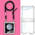 thumbnail image 1 of for Samsung Galaxy Z Flip 5 Clear Case with Hinge Protection and Long Rope Shoulder Strap, Military Grade Drop Protection Durable Sturdy Slim Protective Phone Case for Samsung Galaxy Z Flip 5, Black, 1 of 7