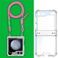 thumbnail image 1 of for Samsung Galaxy Z Flip 5 Clear Case with Hinge Protection and Long Rope Shoulder Strap, Military Grade Drop Protection Durable Sturdy Slim Protective Phone Case for Samsung Galaxy Z Flip 5, Pink, 1 of 7