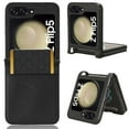 thumbnail image 1 of Samsung Galaxy Z Flip 5 Phone Case, Premium PU Leather Card Slot Slim Fit Rugged Case Fashion Non-Slip Shockproof Full Protection Durable Case Cover  Samsung Z Flip5 2023, Black, 1 of 6