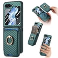 thumbnail image 1 of for Samsung Galaxy Z Flip 5 Wallet Case, Detachable Magnetic Wallet Case with Card Slots Ring Stand Carbon Fiber Texture Shockproof Removable Protective Cover for Samsung Galaxy Z Flip 5, Green, 1 of 11