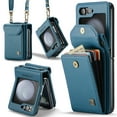 thumbnail image 1 of for Samsung Galaxy Z Flip 6 5G Crossbody Strap Case, Retro PU Leather Strap Wristlet Flip Case Cover with Magnetic Closure and Card Holder for Men Women for Samsung Galaxy Z Flip 6, Darkblue, 1 of 7