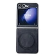 thumbnail image 1 of for Samsung Galaxy Z Flip 6 5G Leather Case, [Compatible with MagSafe] PU Leather + Hard PC Shell Slim Durable Protective Wireless Charging Phone Case Cover for Samsung Galaxy Z Flip 6, Black, 1 of 10