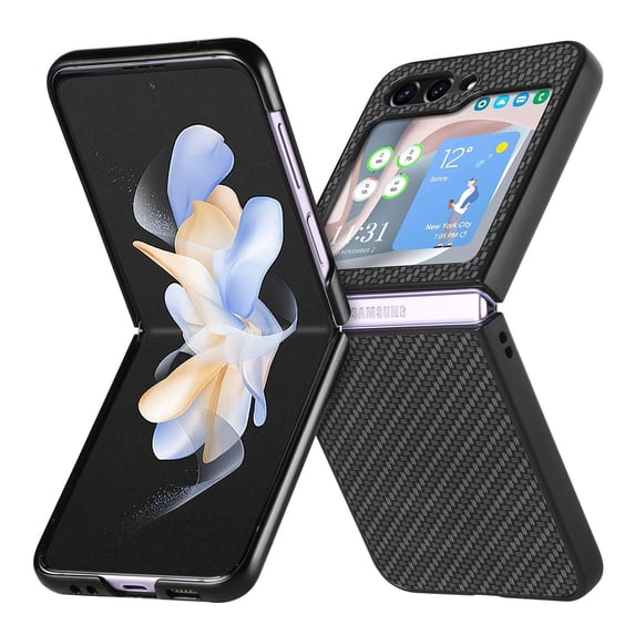 for Samsung Galaxy Z Flip 6 Case, Carbon Fiber Leather Slim Protective Cover, Full Protection Strong Impact Resistance Smartphone Protection for Samsung Galaxy Z Flip 6 5G, Black