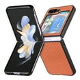 thumbnail image 1 of for Samsung Galaxy Z Flip 6 Case, Carbon Fiber Leather Slim Protective Cover, Full Protection Strong Impact Resistance Smartphone Protection for Samsung Galaxy Z Flip 6 5G, Brown, 1 of 6