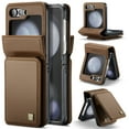thumbnail image 1 of for Samsung Galaxy Z Flip 6 Case with Card Holder, for Samsung Z Flip 6 Wallet Case with RFID Blocking, Magnetic Closure Back Card Holder Kickstand Premium PU Leather Durable Shockproof Case,Brown, 1 of 7