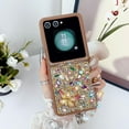 thumbnail image 1 of For Samsung Galaxy Z Flip 6 Case, Galaxy Z Flip 6 Cover 6.7",  Flash diamond 3D Full Body Gemstone stone butterfly With a bracelet for Women Girls Crystal Anti-Shock Phone Case,Gold, 1 of 7