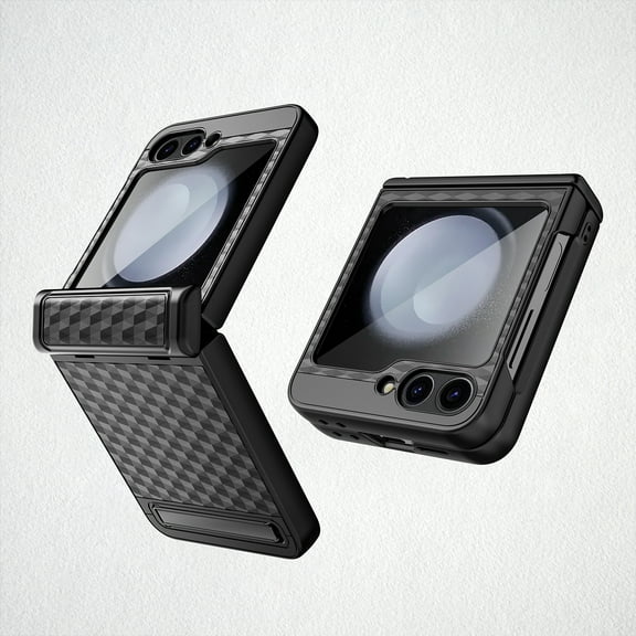 for Samsung Galaxy Z Flip 6 Case with Hidden Stand [Built-in Screen Protective Film] [Hinge Protection] Full-Body Rugged Shockproof Protective Phone Case for Samsung Galaxy Z Flip 6, Black