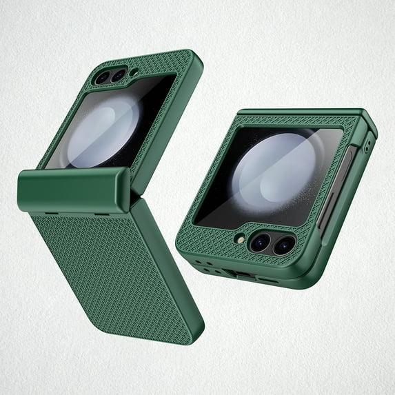 for Samsung Galaxy Z Flip 6 Case with Hinge Protection, Built-in External Tempered Glass Screen Protector, Slim Shock Absorbing Fiber Drop Protective Case for Samsung Galaxy Z Flip 6, Green